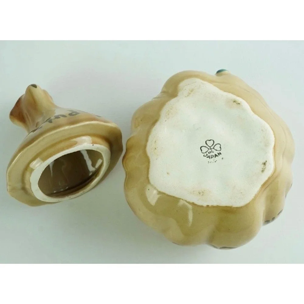 Vintage Crying Garlic Keeper Ceramic Jar Hand Painted Japan Novelty Kitsch 5in